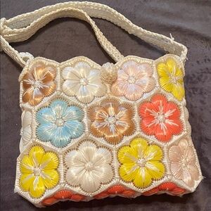 Colorful Floral Crochet Women Bag